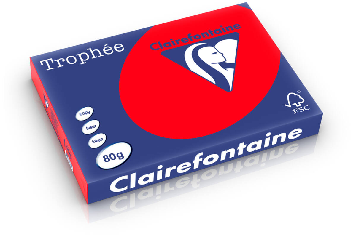 Kopieerpapier A3 koraalrood FSC houtvrij 500 vel, 80 grs.
